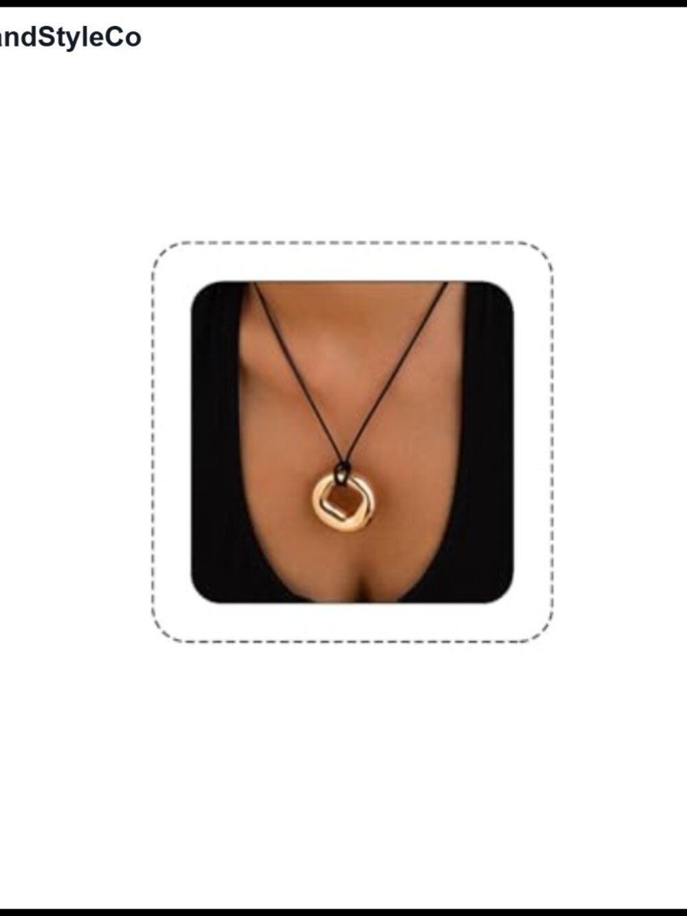 Chunky Irregular Circle Pendant Faux Leather Necklace Boho Gold Tone Wrap Tie